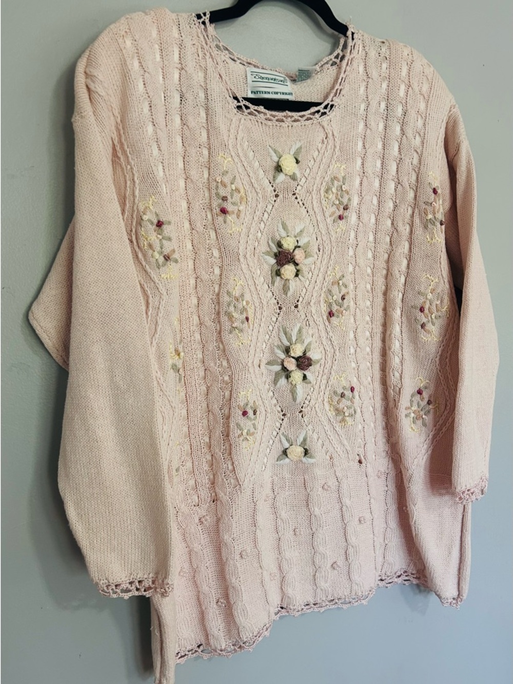 Vtg Shenanigans Cottagecore Floral Sweater M Pink Coquette Anthropologie Style - Picture 3 of 10